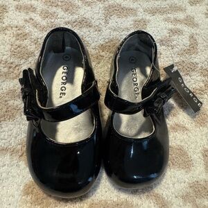 George Shiny Black Kids Dress Shoes